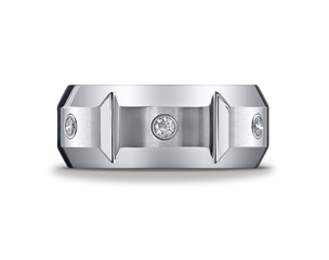 Cobaltchrome™ 10mm Vertical Grooved Diamond Wedding Ring